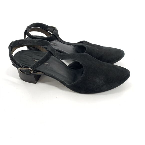 $385 Paul Green Strappy Closed Toe Block Low Heels 5.5 UK 8 US Suede Solid Black - Picture 1 of 11